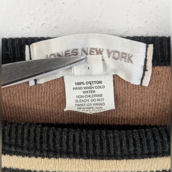 Vintage 90s Color Blocked Striped Oversized Sweater - Picture 8 of 9